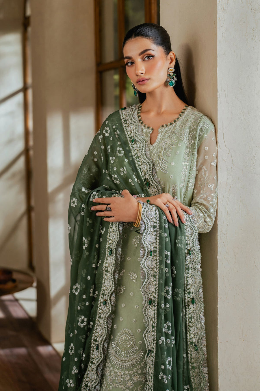Xenia Formals Niran Embroidered Chiffon Unstitched 3Pc Suit XF-02 VERDURA