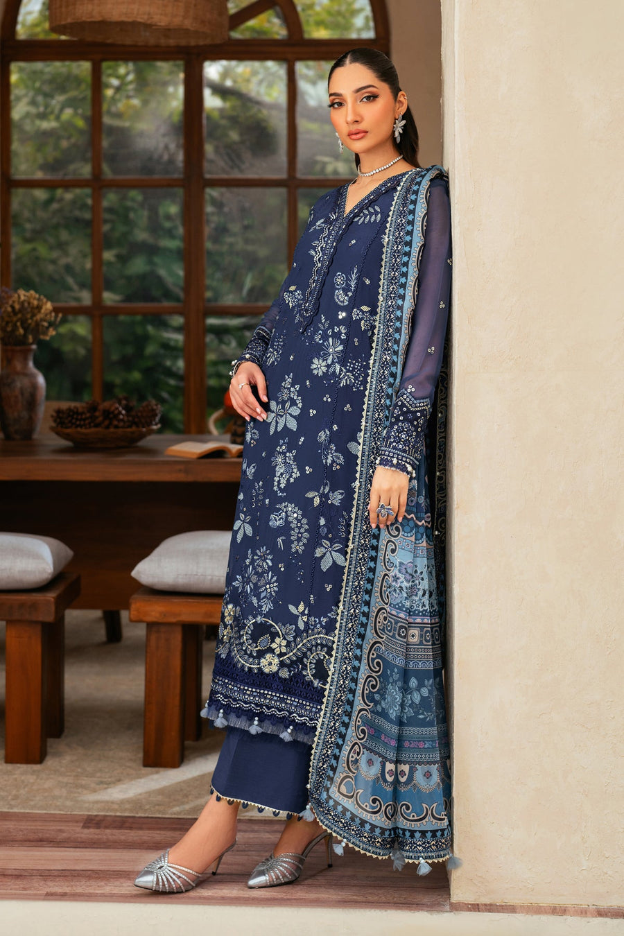 Xenia Formals Niran Embroidered Chiffon Unstitched 3Pc Suit XF-01 VERENA