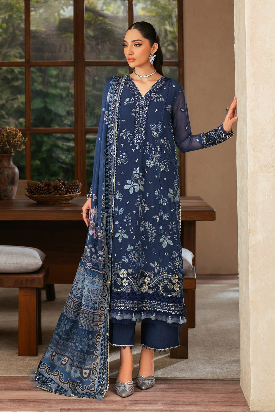 Xenia Formals Niran Embroidered Chiffon Unstitched 3Pc Suit XF-01 VERENA