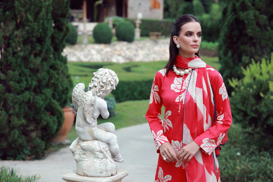 Feathers Stillness In Bloom Unstitched Printed Lawn 3Pc Suit VERMILIA-FT531