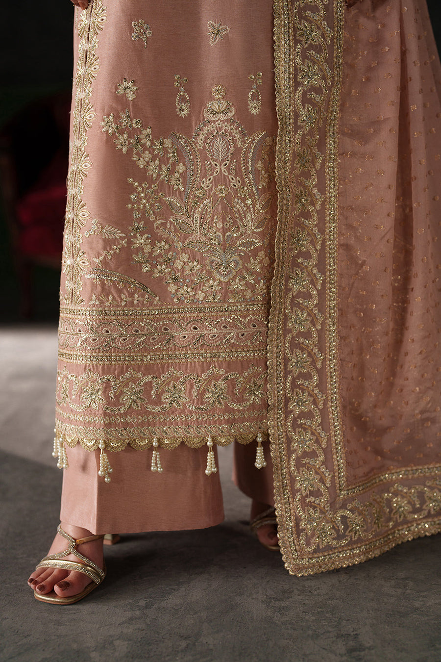 Emaan Adeel Verve Embroidered Raw Silk Unstitched 3Pc Suit - VESPER