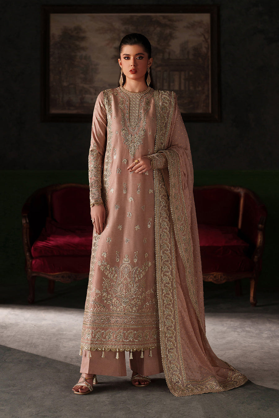 Emaan Adeel Verve Embroidered Raw Silk Unstitched 3Pc Suit - VESPER