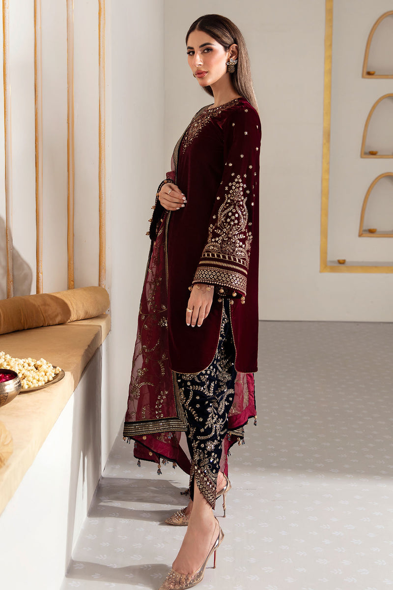Jazmin Embroidered Pure Velvet Formal Unstitched 3Pc Suit VF-2017