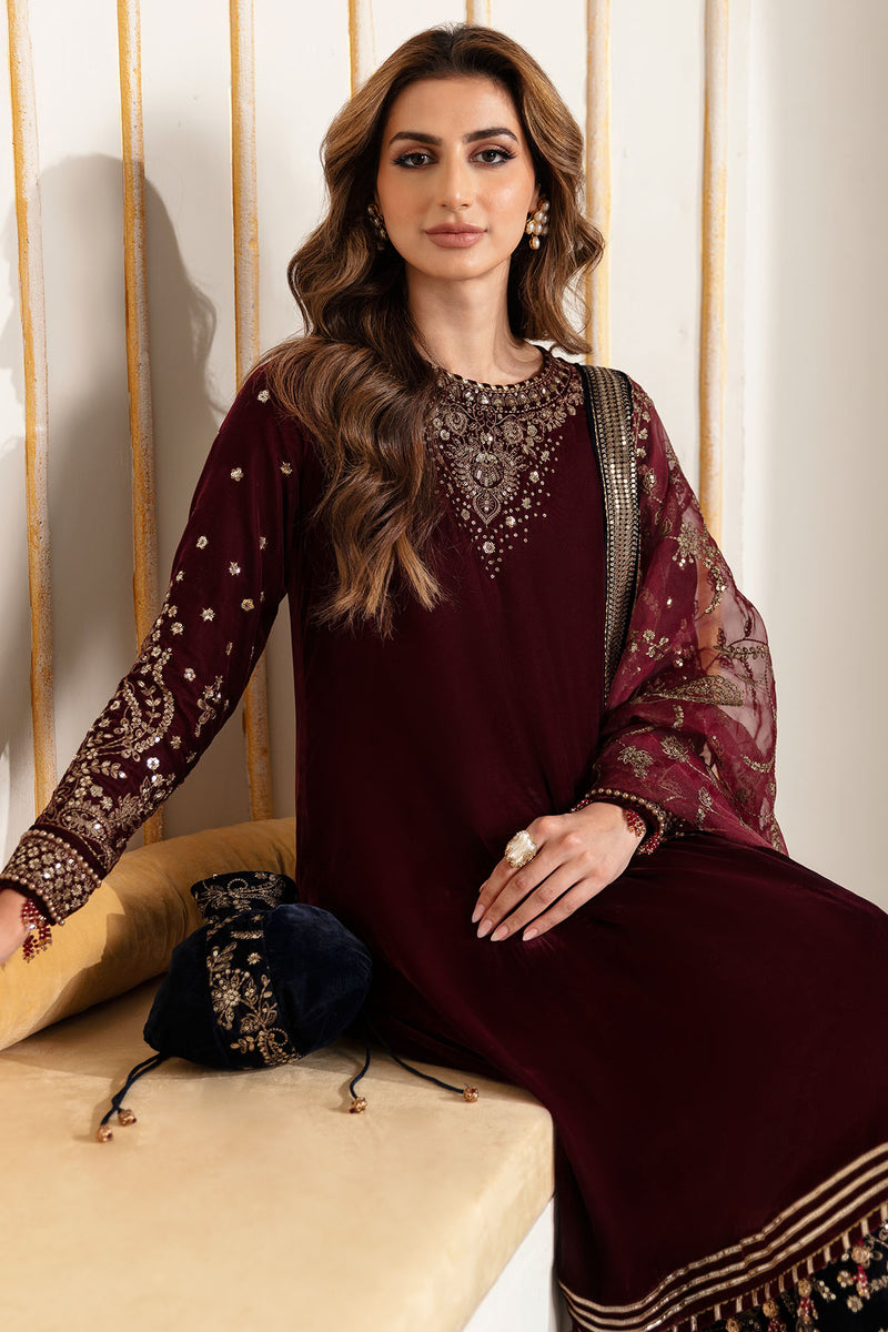 Jazmin Embroidered Pure Velvet Formal Unstitched 3Pc Suit VF-2018
