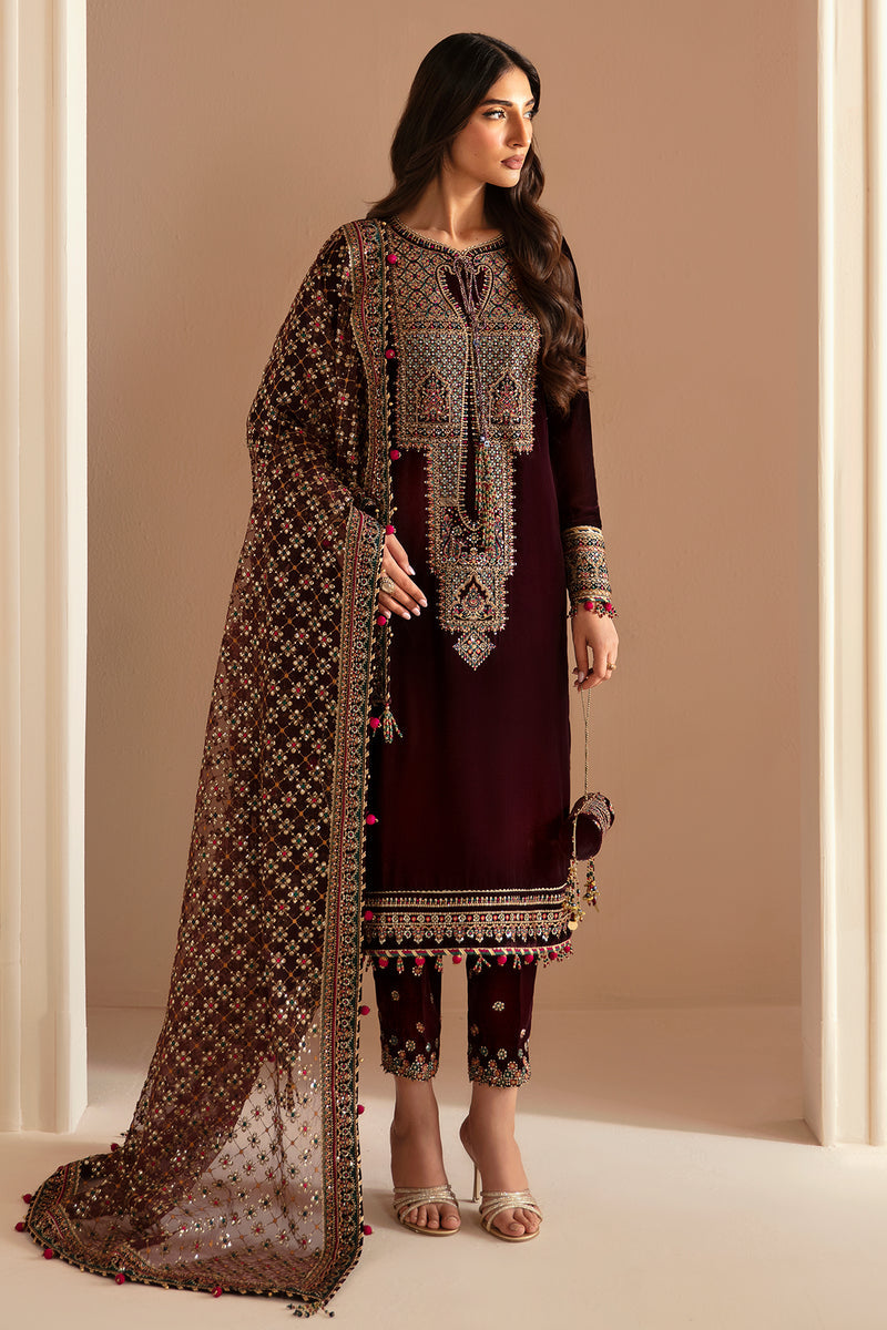 Jazmin Embroidered Velvet Unstitched 3Pc Suit VF-2022