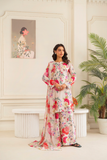 Feathers Frilly Flowers Unstitched Digital Printed Lawn 3Pc Suit VIBREN-FT713