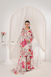 Feathers Frilly Flowers Unstitched Digital Printed Lawn 3Pc Suit VIBREN-FT713