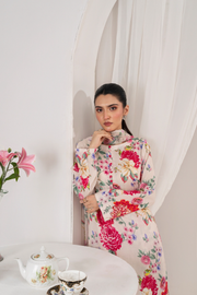 Feathers Frilly Flowers Unstitched Digital Printed Lawn 3Pc Suit VIBREN-FT713