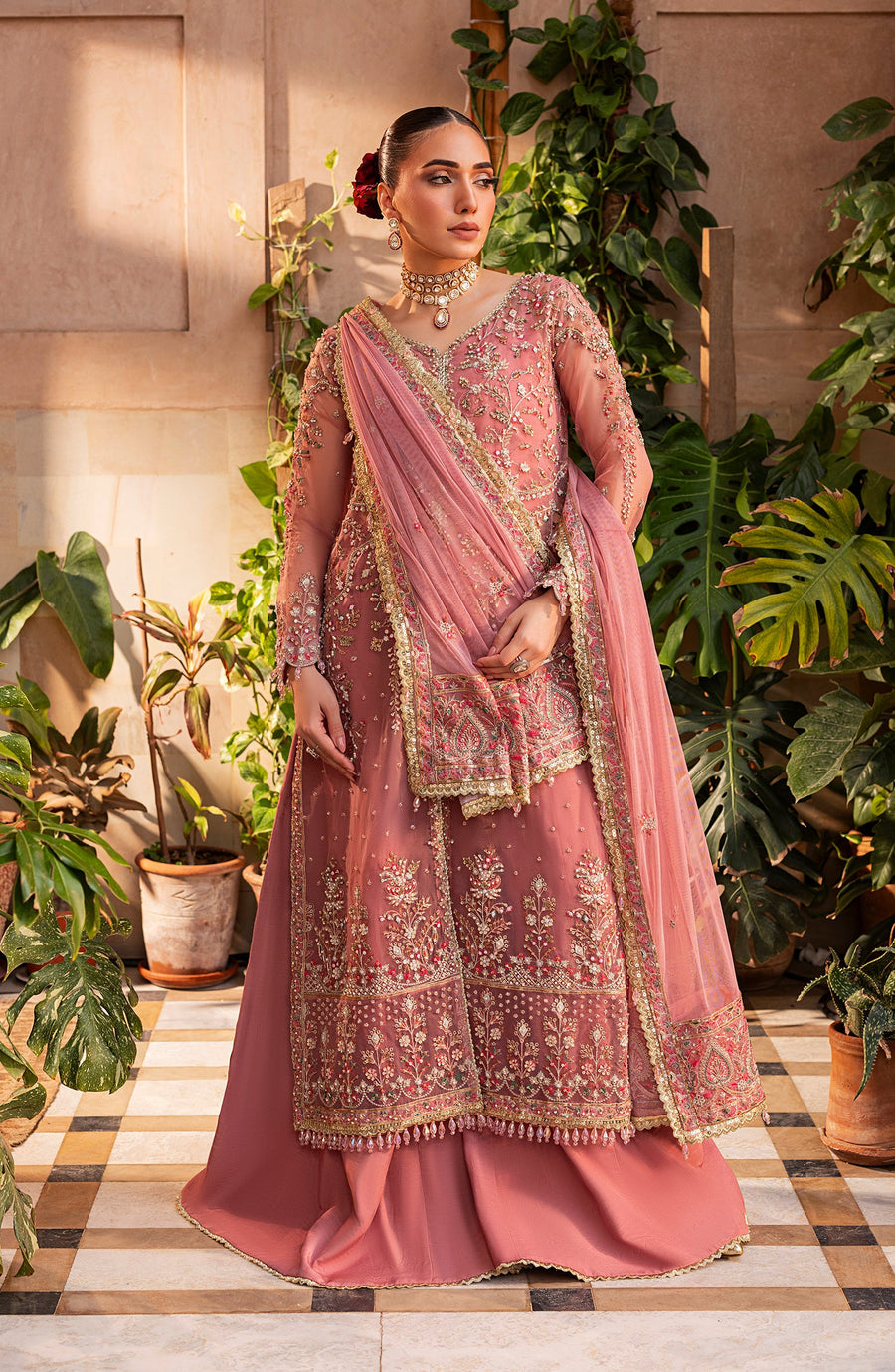 Aylin Wedding Formal Embroidered Organza Unstitched 3Pc Suit - VICTORIA