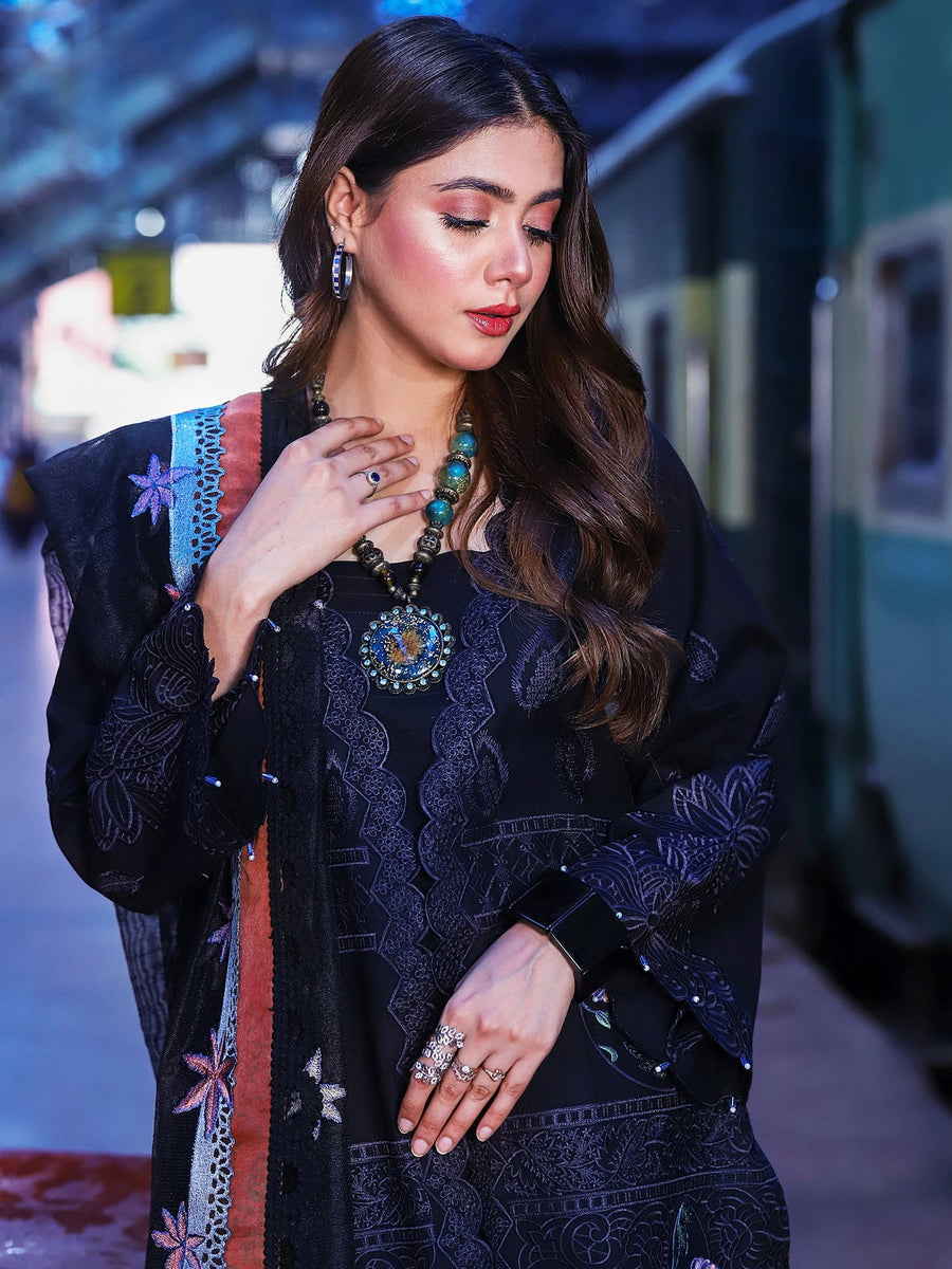 Surmai Musafir Unstitched Premium Embroidered Lawn 3Pc Suit - VICTORIA