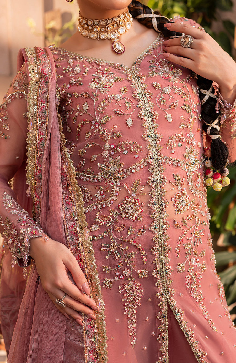 Aylin Wedding Formal Embroidered Organza Unstitched 3Pc Suit - VICTORIA