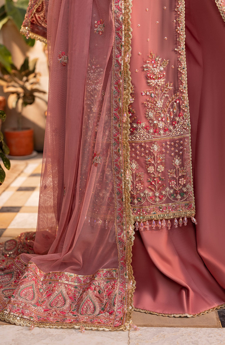 Aylin Wedding Formal Embroidered Organza Unstitched 3Pc Suit - VICTORIA