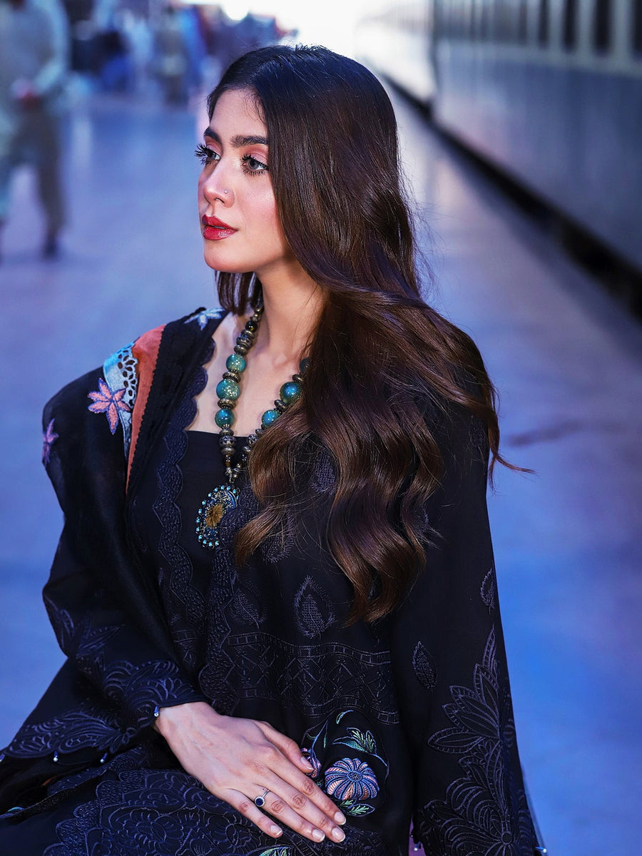 Surmai Musafir Unstitched Premium Embroidered Lawn 3Pc Suit - VICTORIA