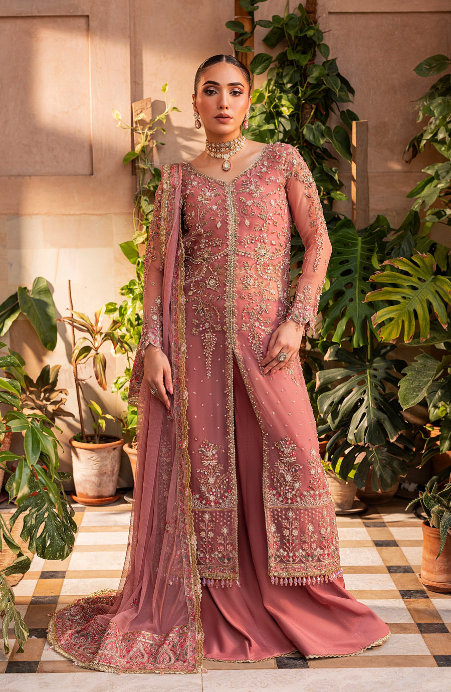 Aylin Wedding Formal Embroidered Organza Unstitched 3Pc Suit - VICTORIA