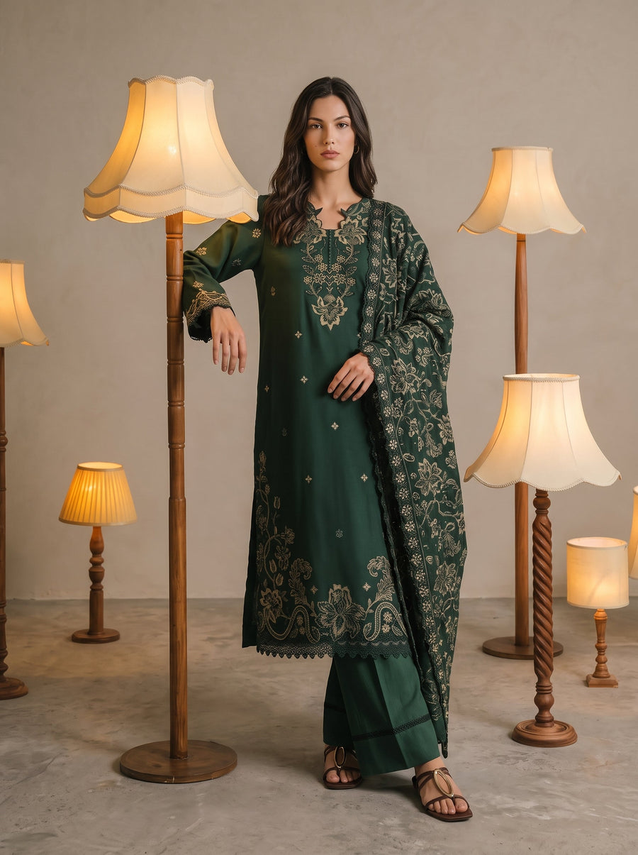 Viana by Sanam Saeed Embroidered Karandi Unstitched 3Pc Suit - VIEL