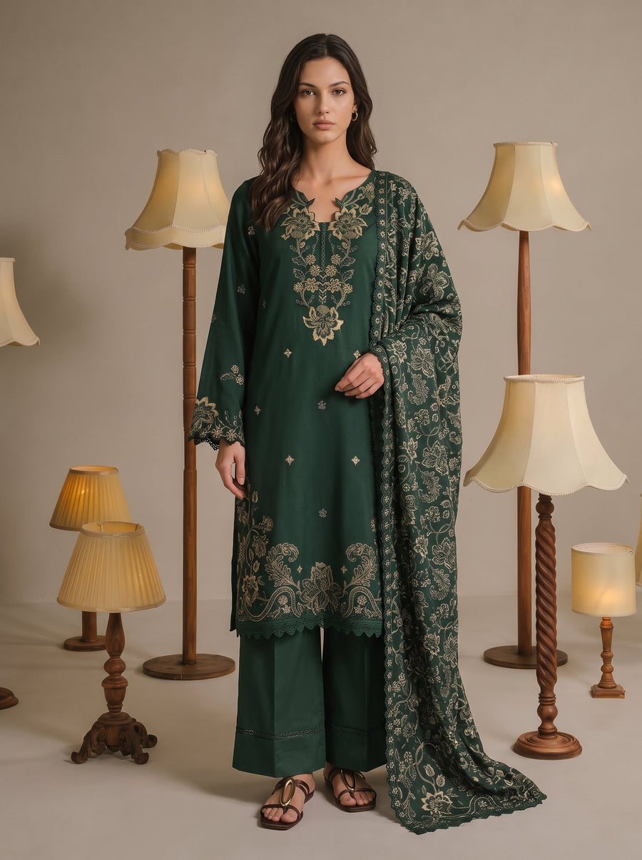 Viana by Sanam Saeed Embroidered Karandi Unstitched 3Pc Suit - VIEL