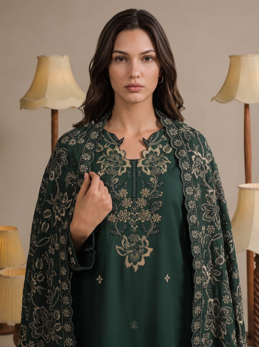 Viana by Sanam Saeed Embroidered Karandi Unstitched 3Pc Suit - VIEL
