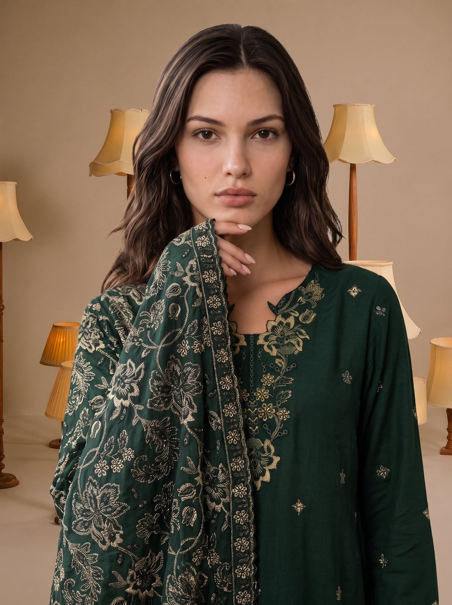 Viana by Sanam Saeed Embroidered Karandi Unstitched 3Pc Suit - VIEL