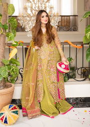 Maria Osama Khan Mystara Embroidered Organza Unstitched 3Pc Suit - Noir