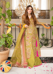 Maria Osama Khan Mystara Embroidered Organza Unstitched 3Pc Suit - Noir