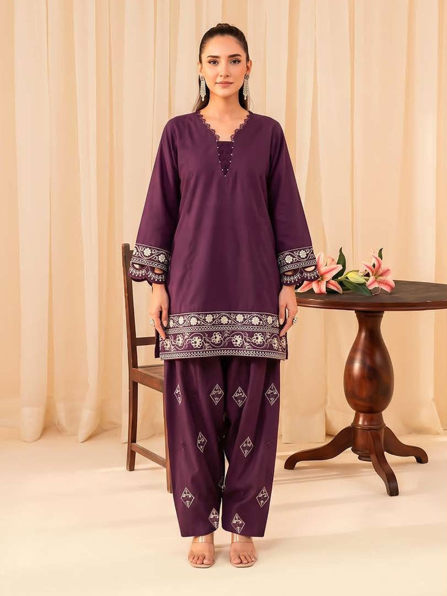 Faiza Faisal FNF Cords Embroidered Lawn Pret 2Pc Suit - VIOLET MIST