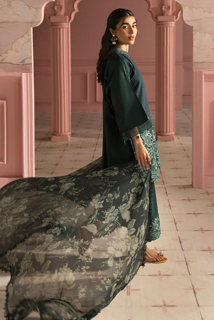 Cross Stitch Premium Embroidered Lawn Unstitched 3Pc Suit - VIRIDIAN GREEN