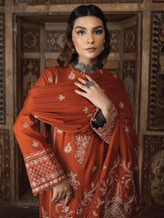 Vasal by Humdum Embroidered Peach Leather Unstitched 3Pc Suit VS-02