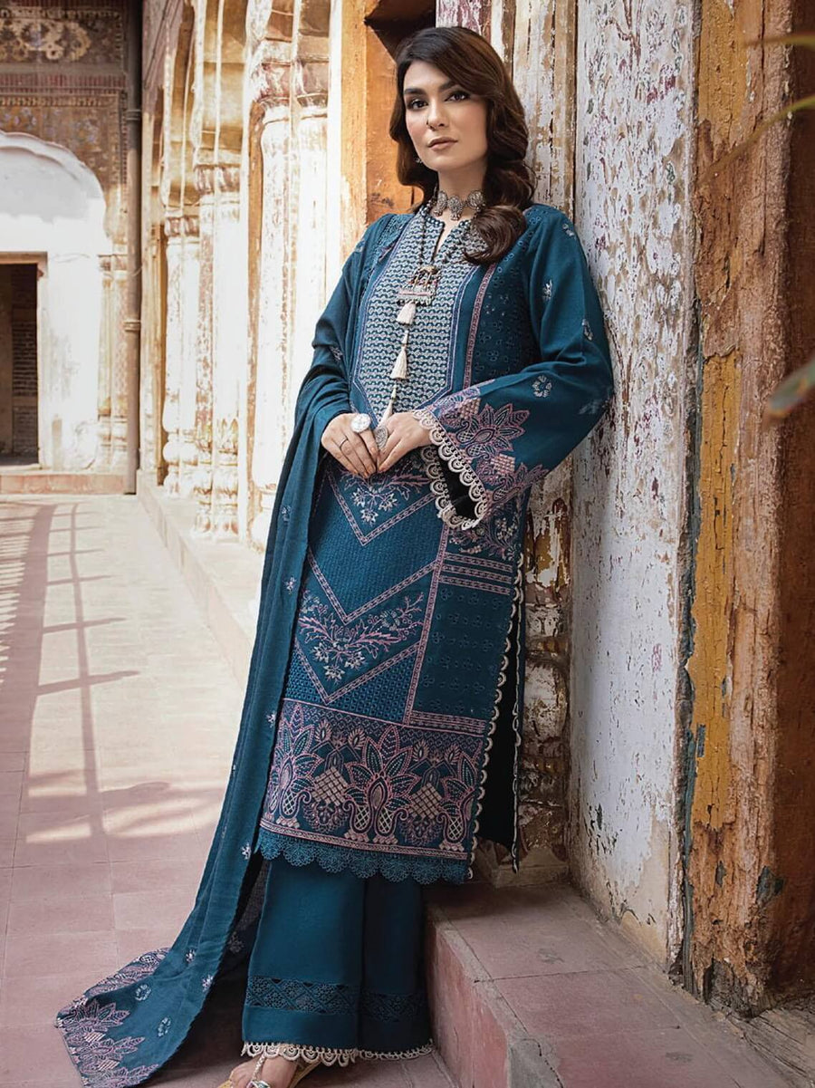 Vasal by Humdum Embroidered Peach Leather Unstitched 3Pc Suit VS-03