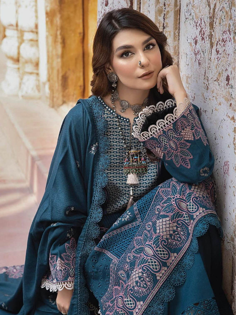 Vasal by Humdum Embroidered Peach Leather Unstitched 3Pc Suit VS-03