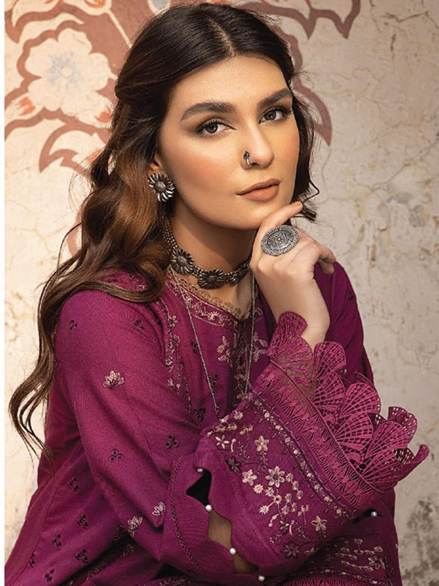 Vasal by Humdum Embroidered Peach Leather Unstitched 3Pc Suit VS-07