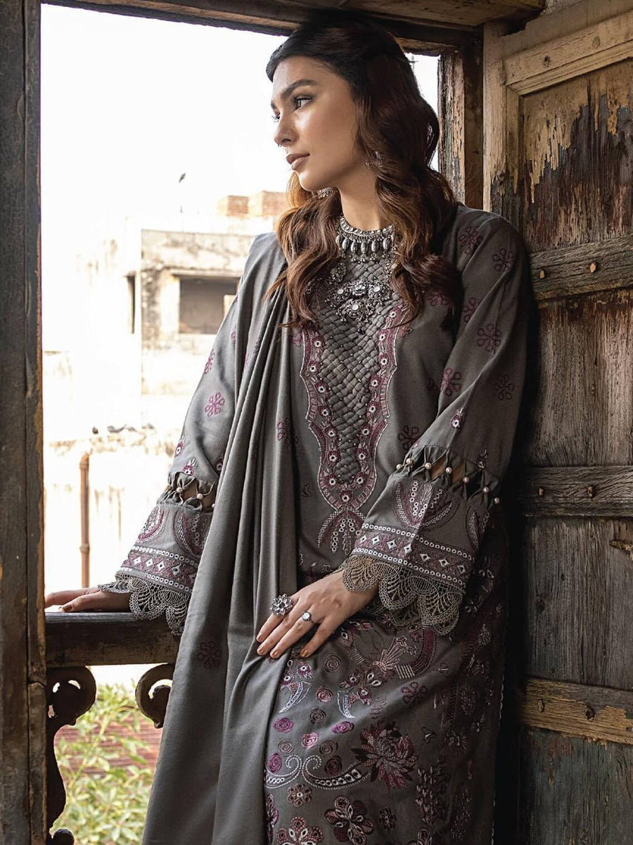 Vasal by Humdum Embroidered Peach Leather Unstitched 3Pc Suit VS-08