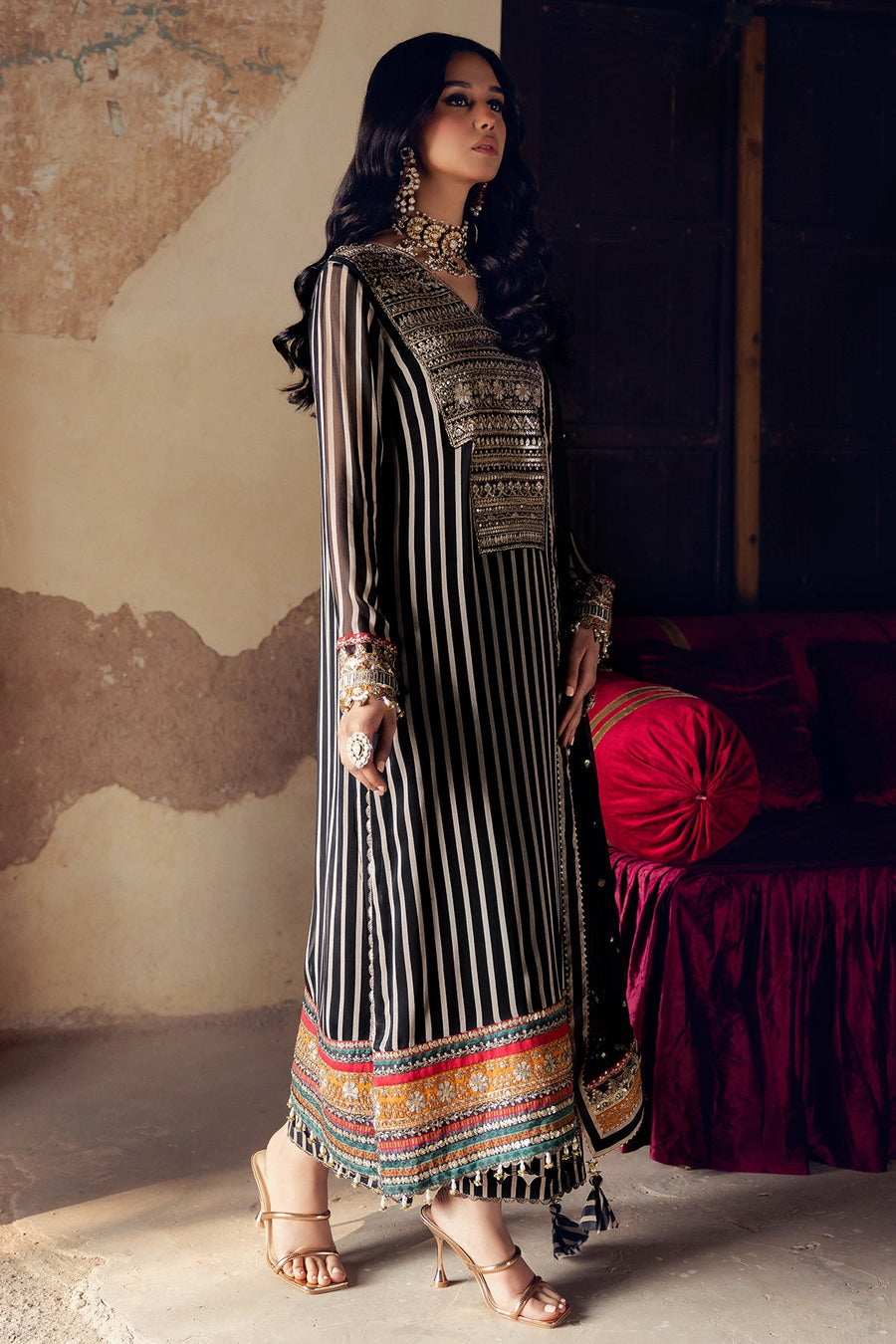 Charizma Vasal Embroidered Luxury Chiffon Unstitched 3Pc Suit VSL5-18