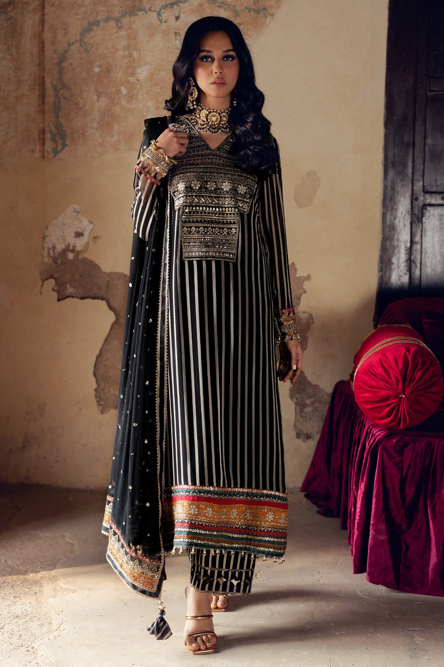 Charizma Vasal Embroidered Luxury Chiffon Unstitched 3Pc Suit VSL5-18