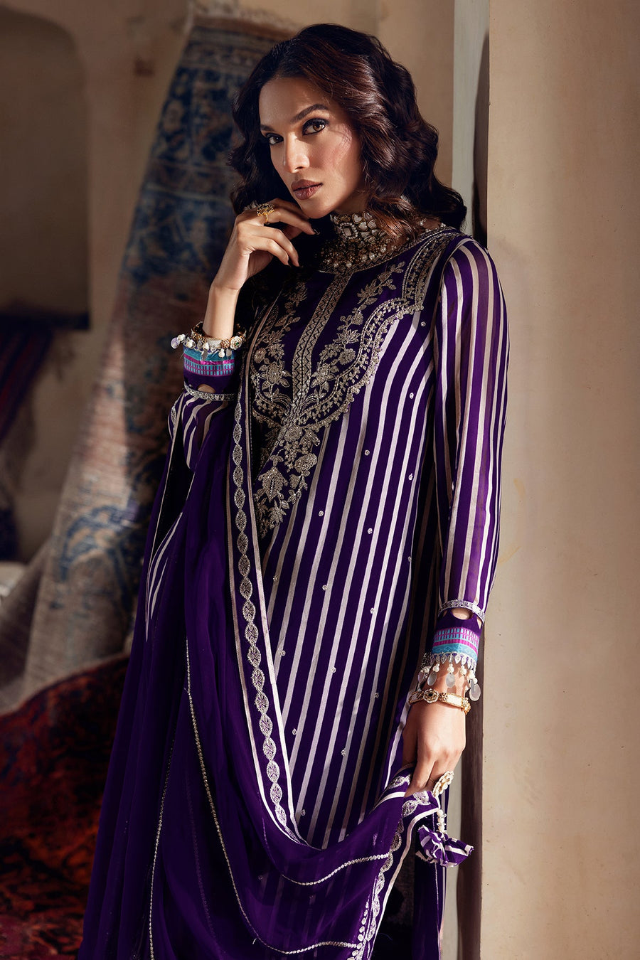 Charizma Vasal Embroidered Luxury Chiffon Unstitched 3Pc Suit VSL5-21