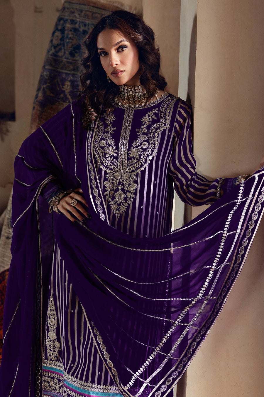 Charizma Vasal Embroidered Luxury Chiffon Unstitched 3Pc Suit VSL5-21