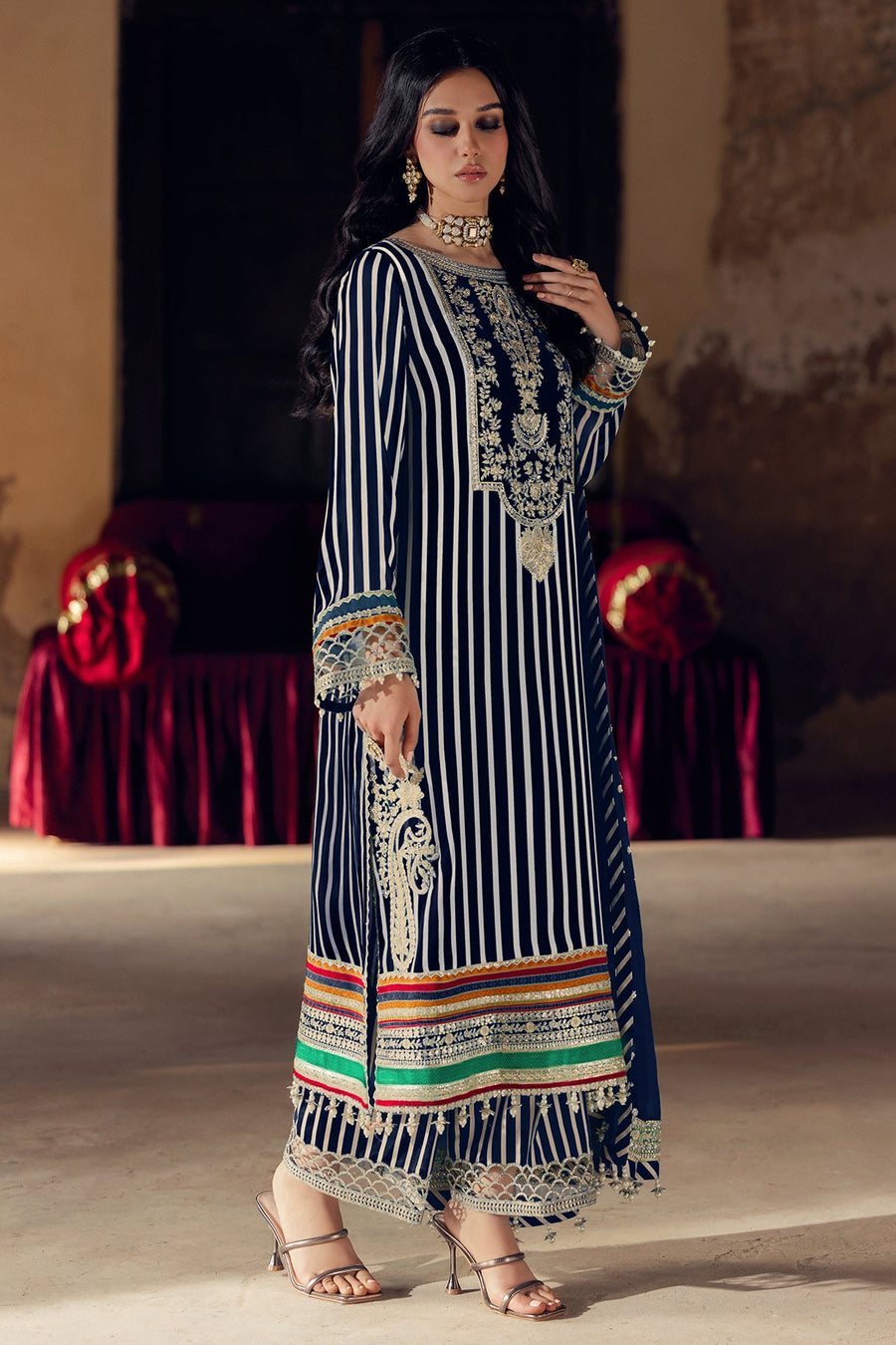 Charizma Vasal Embroidered Luxury Chiffon Unstitched 3Pc Suit VSL5-24