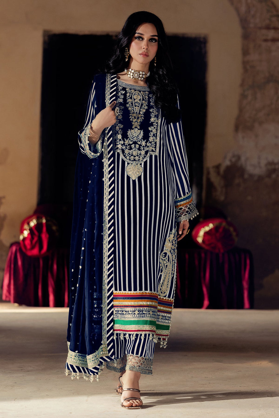 Charizma Vasal Embroidered Luxury Chiffon Unstitched 3Pc Suit VSL5-24
