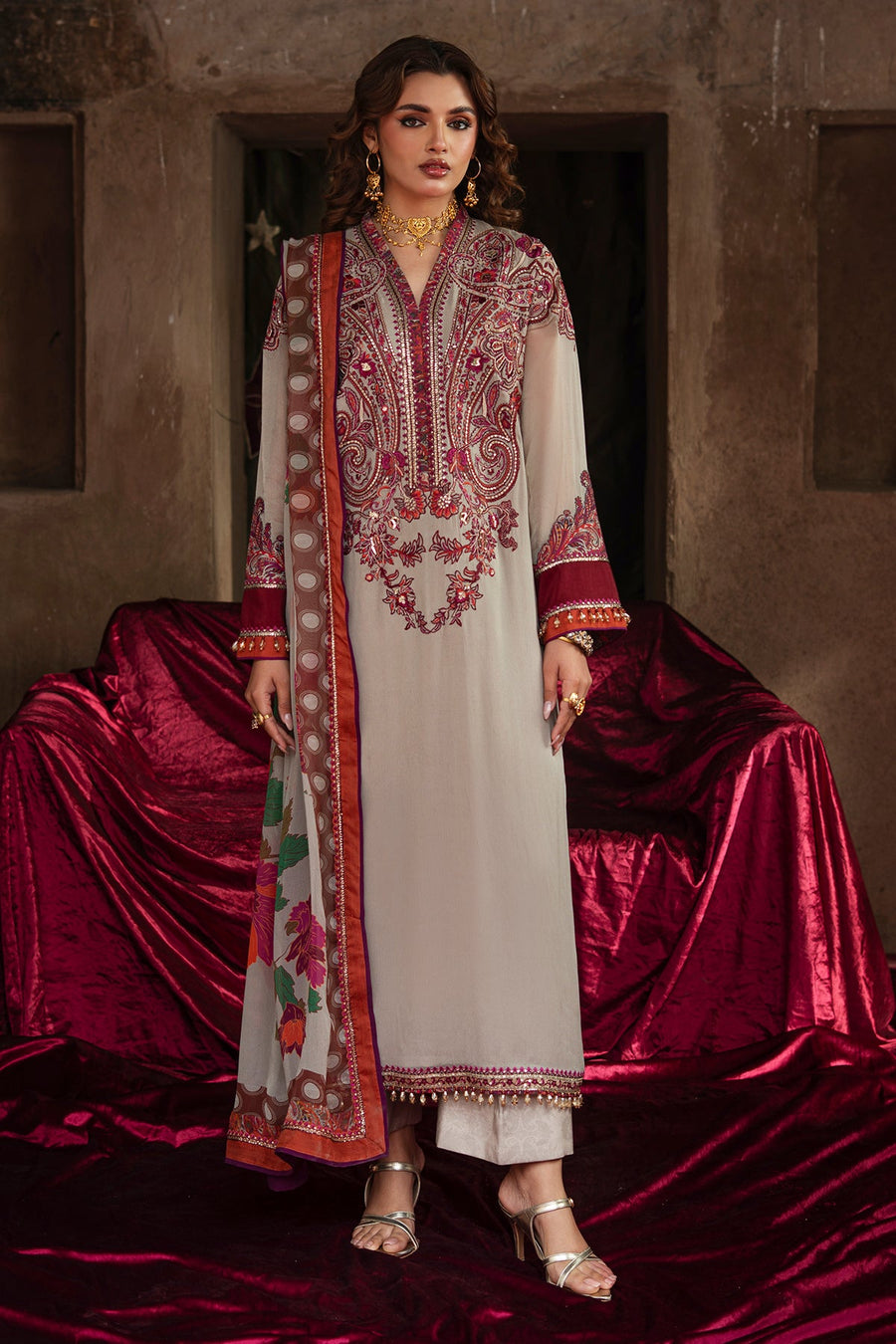 Charizma Vasal Vol-01 Embroidered Chiffon Unstitched 3Pc Suit VSL6-01