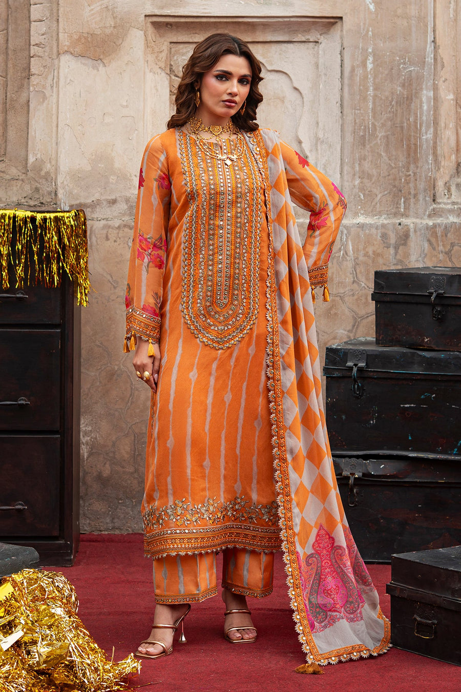 Charizma Vasal Vol-01 Embroidered Chiffon Unstitched 3Pc Suit VSL6-08