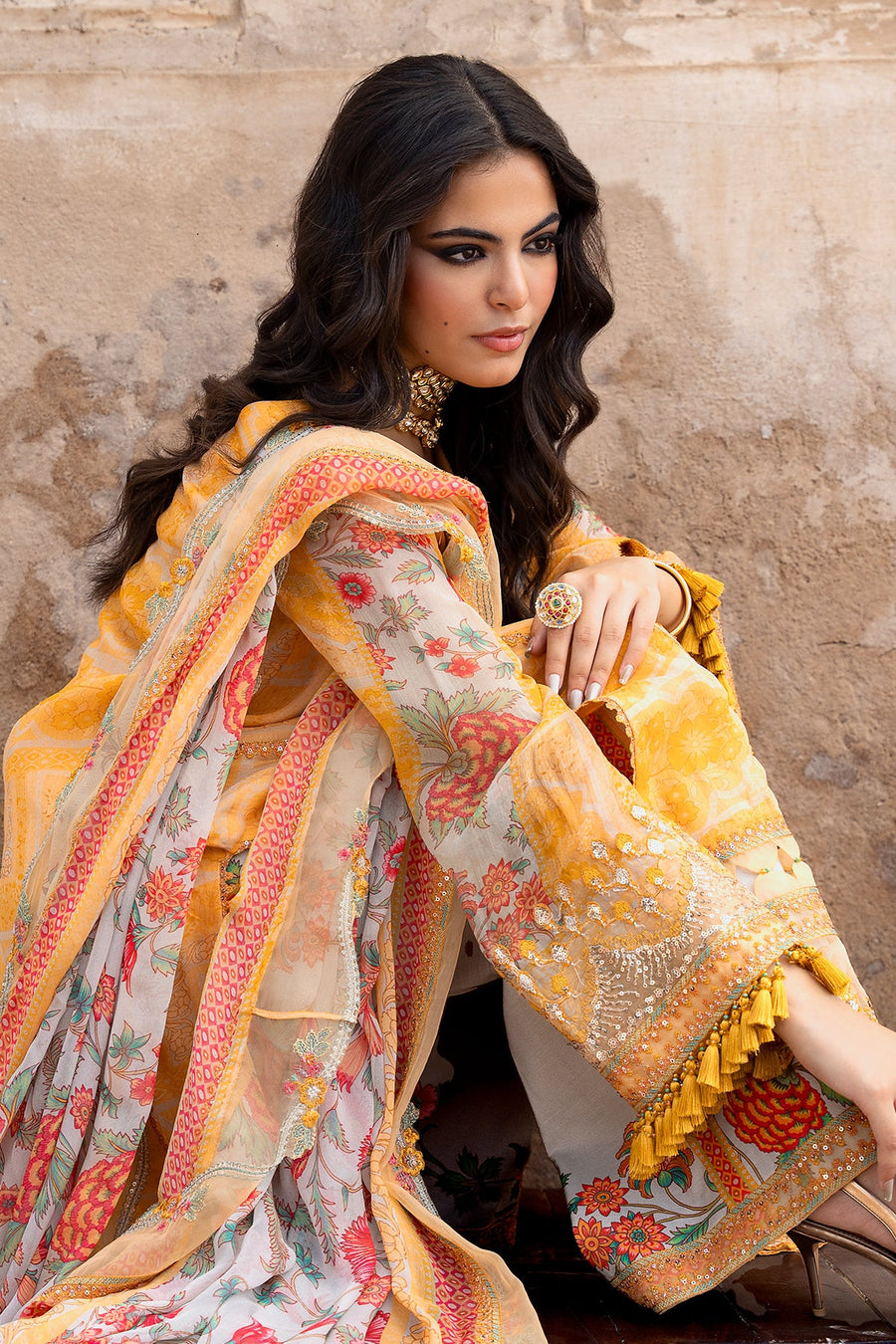 Charizma Vasal Embroidered Luxury Chiffon Unstitched 3Pc Suit VSLW6-09