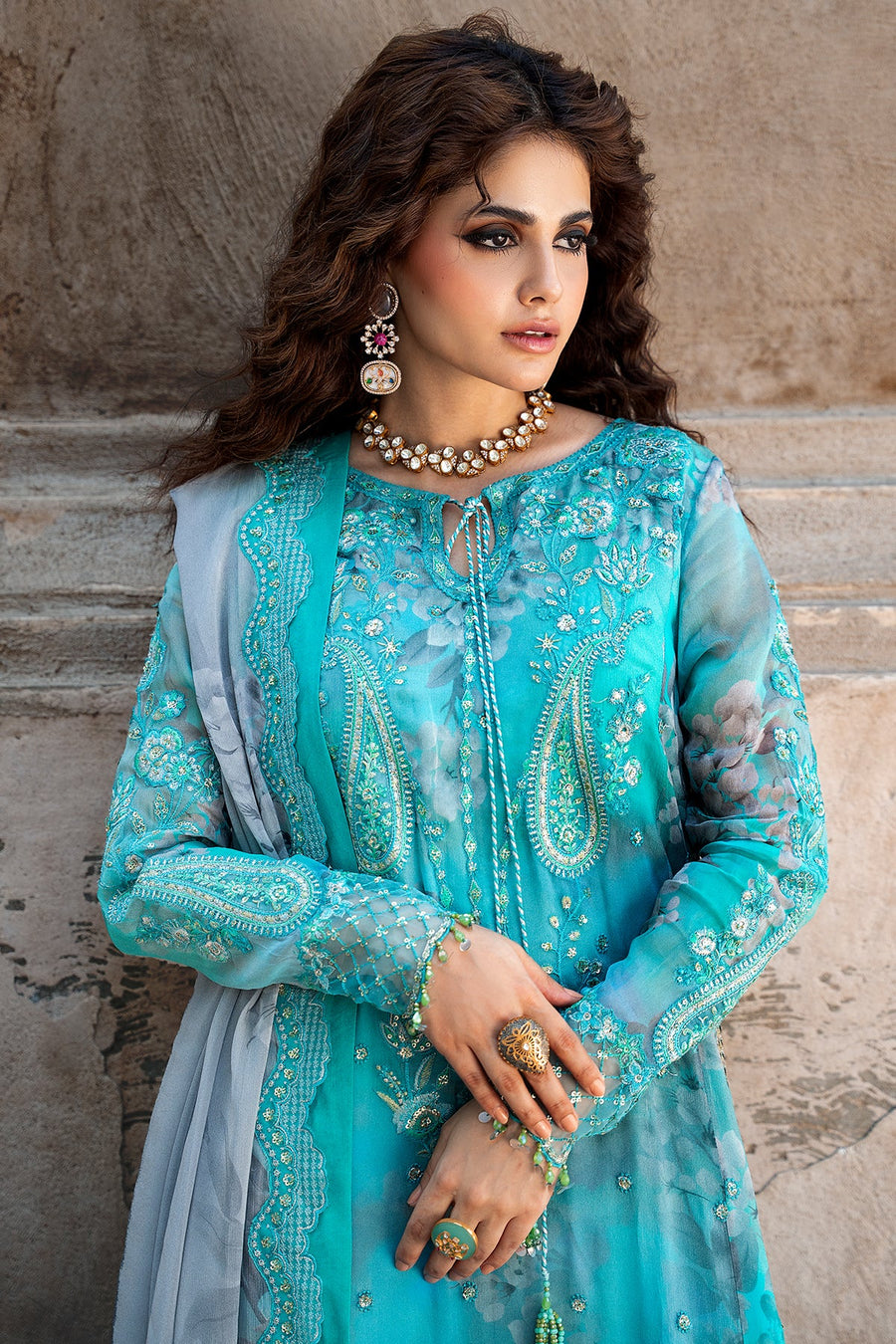 Charizma Vasal Embroidered Luxury Chiffon Unstitched 3Pc Suit VSLW6-08