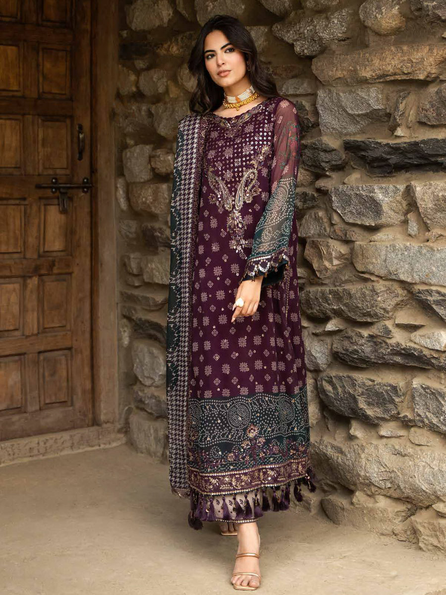Charizma Vasal Embroidered Luxury Chiffon Unstitched 3Pc Suit VSLW6-12