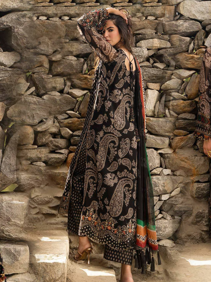 Charizma Vasal Embroidered Luxury Chiffon Unstitched 3Pc Suit VSLW6-15
