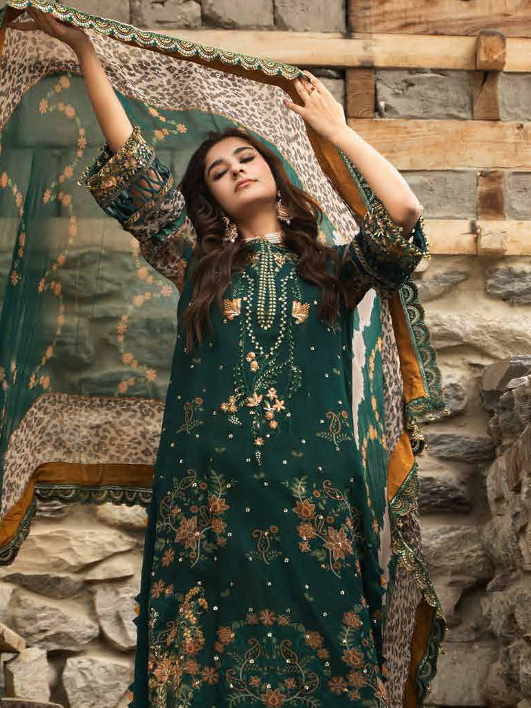 Charizma Vasal Embroidered Luxury Chiffon Unstitched 3Pc Suit VSLW6-18