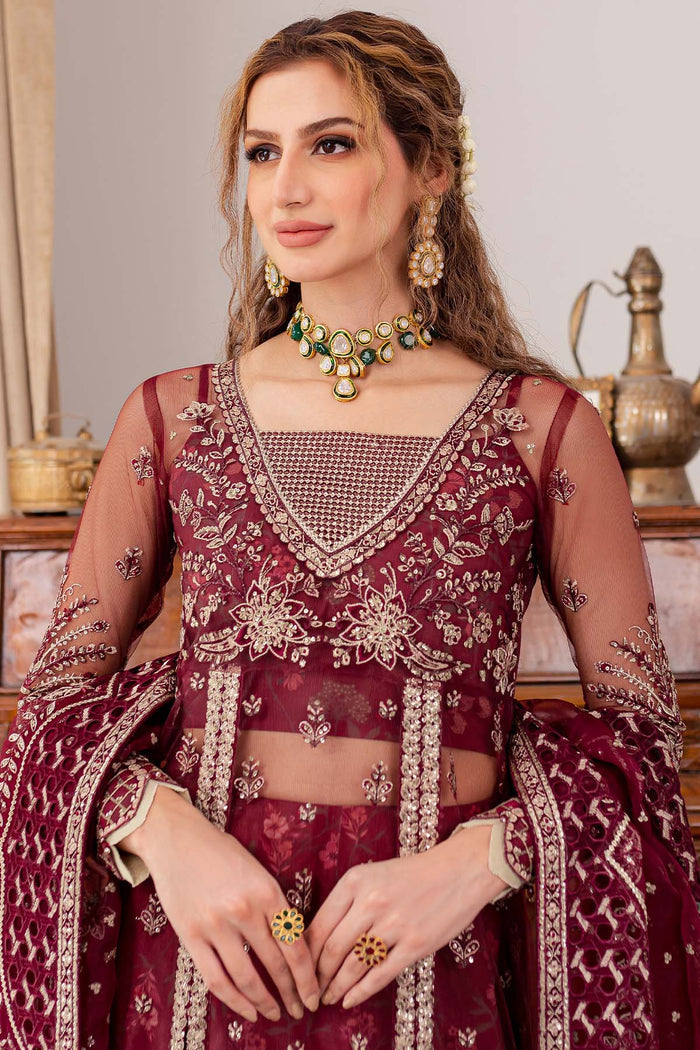 Farasha Luxury Formal Embroidered Net Unstitched 3Pc Suit - Valentina