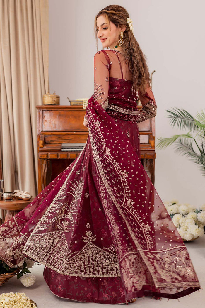 Farasha Luxury Formal Embroidered Net Unstitched 3Pc Suit - Valentina