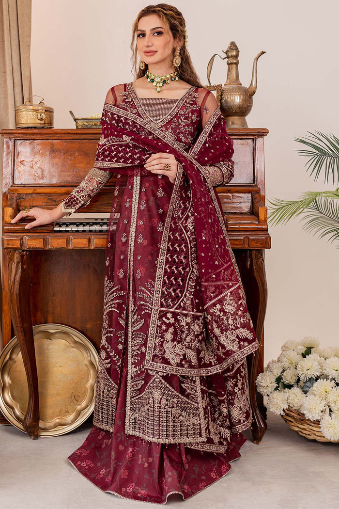 Farasha Luxury Formal Embroidered Net Unstitched 3Pc Suit - Valentina
