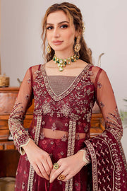 Farasha Luxury Formal Embroidered Net Unstitched 3Pc Suit - Valentina