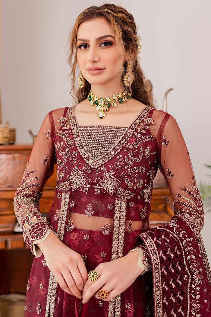 Farasha Luxury Formal Embroidered Net Unstitched 3Pc Suit - Valentina