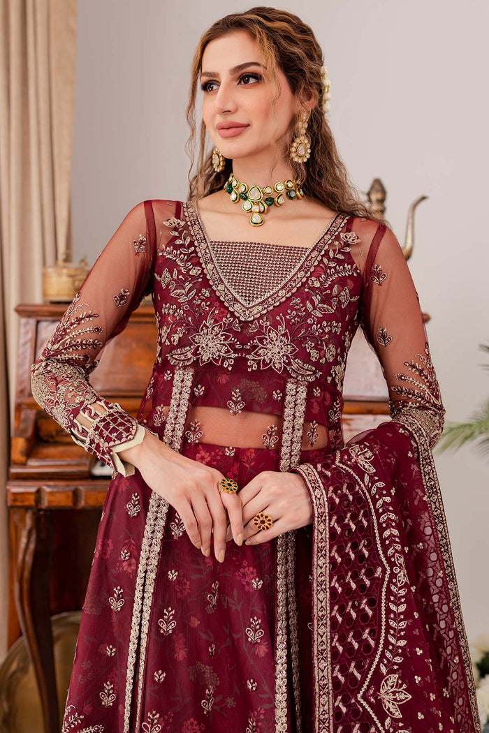 Farasha Luxury Formal Embroidered Net Unstitched 3Pc Suit - Valentina